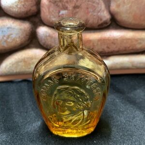 Vintage Wheaton Honey Amber  (3") Glass Thomas Jefferson Decanter/Flask
